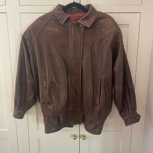 La Nouvelle Renaissance vintage brown leather jacket, distressed, Small